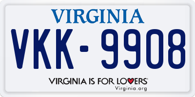VA license plate VKK9908