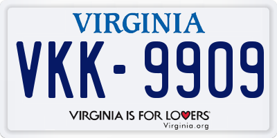 VA license plate VKK9909