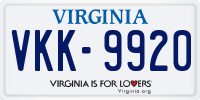 VA license plate VKK9920