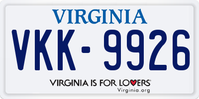 VA license plate VKK9926