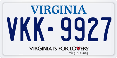 VA license plate VKK9927