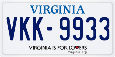 VA license plate VKK9933