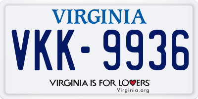 VA license plate VKK9936