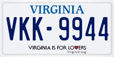 VA license plate VKK9944