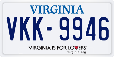 VA license plate VKK9946