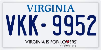 VA license plate VKK9952