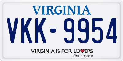 VA license plate VKK9954