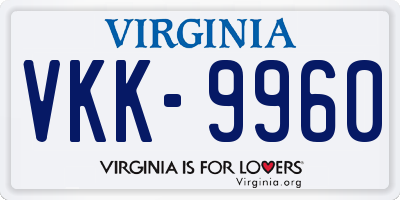 VA license plate VKK9960