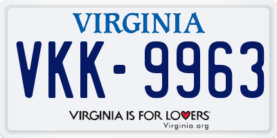 VA license plate VKK9963