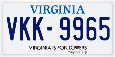 VA license plate VKK9965