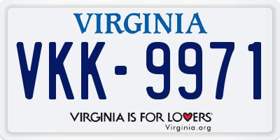 VA license plate VKK9971