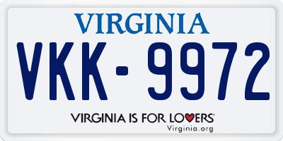 VA license plate VKK9972