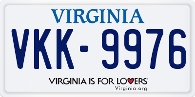 VA license plate VKK9976