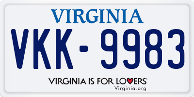 VA license plate VKK9983