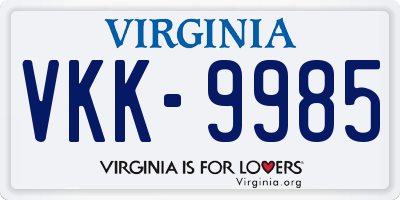 VA license plate VKK9985