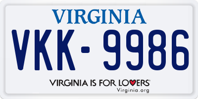 VA license plate VKK9986