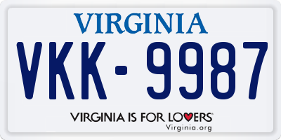 VA license plate VKK9987