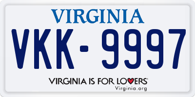 VA license plate VKK9997