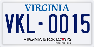 VA license plate VKL0015