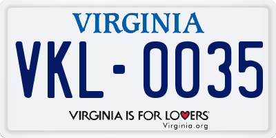 VA license plate VKL0035