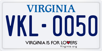 VA license plate VKL0050