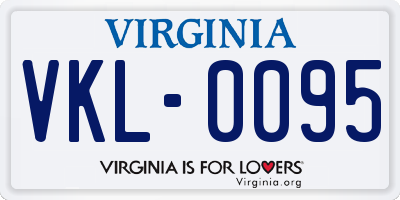 VA license plate VKL0095