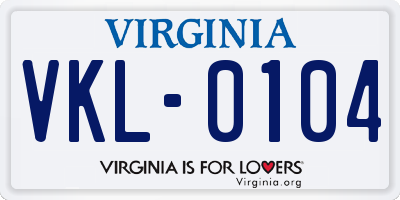 VA license plate VKL0104