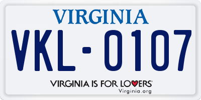 VA license plate VKL0107