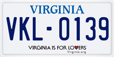VA license plate VKL0139
