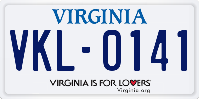 VA license plate VKL0141