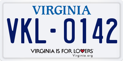 VA license plate VKL0142