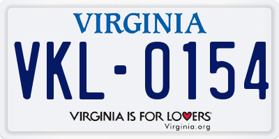 VA license plate VKL0154