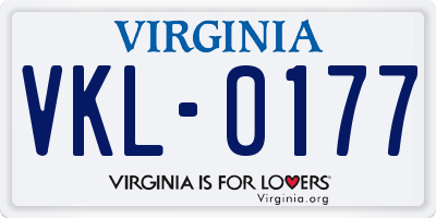 VA license plate VKL0177