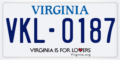 VA license plate VKL0187