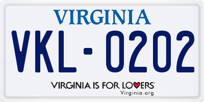 VA license plate VKL0202