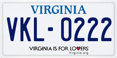 VA license plate VKL0222