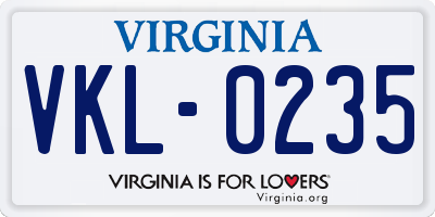 VA license plate VKL0235