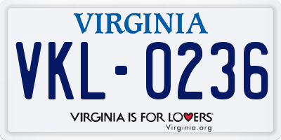 VA license plate VKL0236