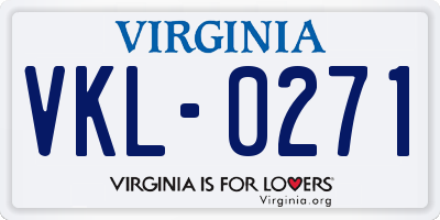 VA license plate VKL0271