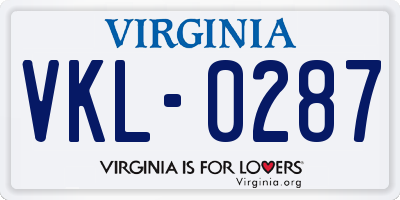 VA license plate VKL0287