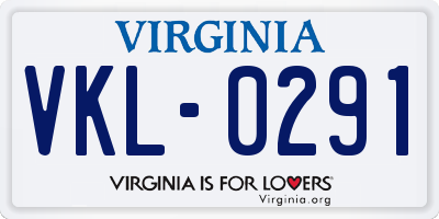 VA license plate VKL0291
