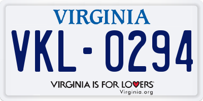 VA license plate VKL0294