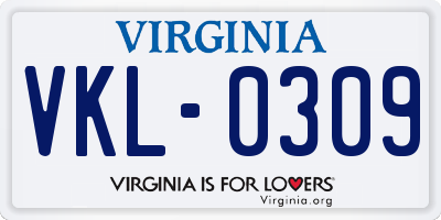 VA license plate VKL0309
