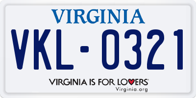 VA license plate VKL0321