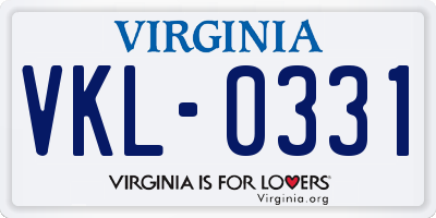 VA license plate VKL0331