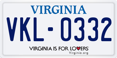 VA license plate VKL0332