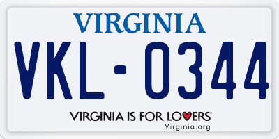 VA license plate VKL0344