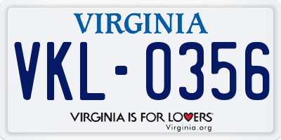 VA license plate VKL0356