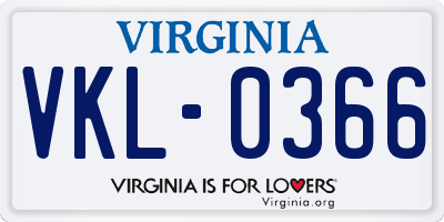 VA license plate VKL0366