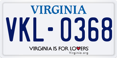 VA license plate VKL0368